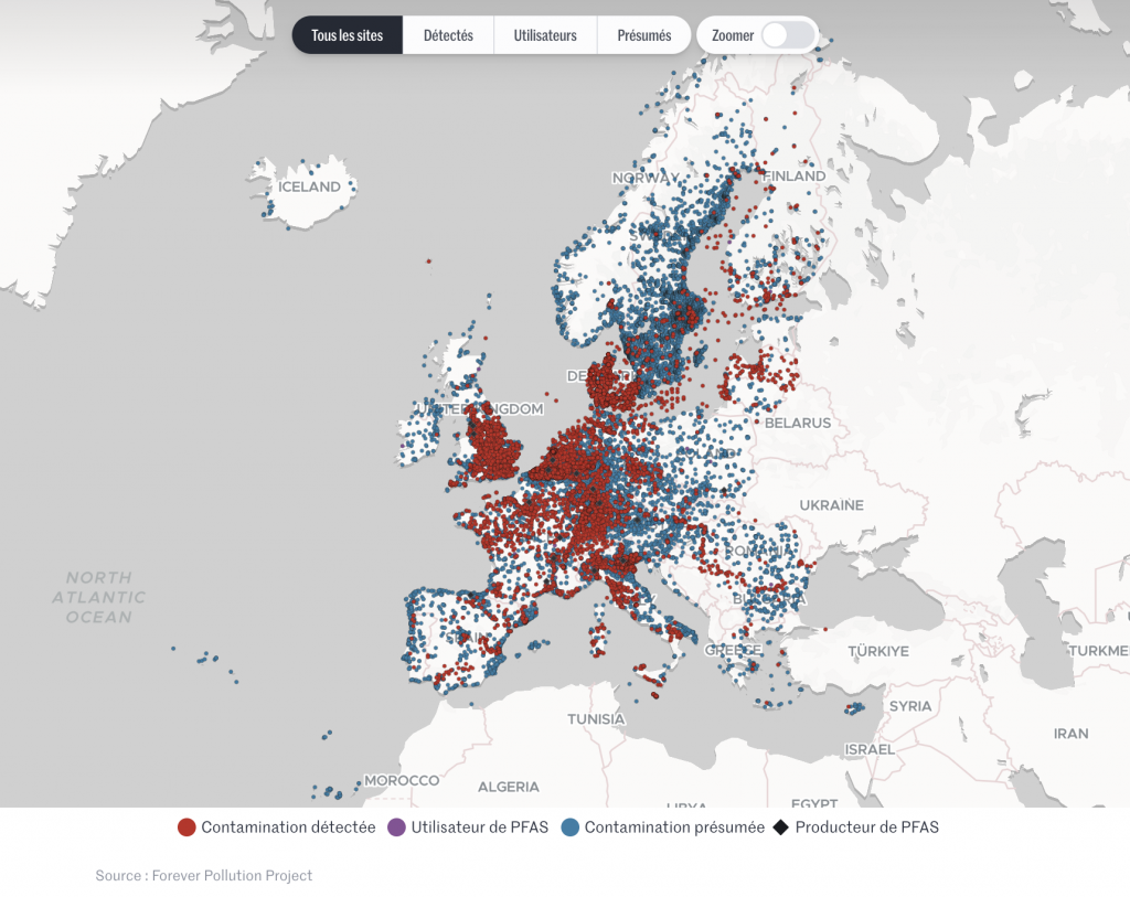 Contamination de l'environnement par les PFAS en Europe
